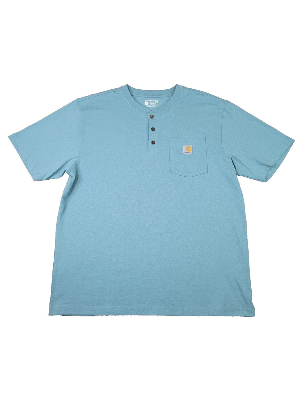 Carhartt Henley T Shirt Pocket Tee Mens 3XL Loose Fit Short Sleeve Blue K84 - Picture 1 of 5